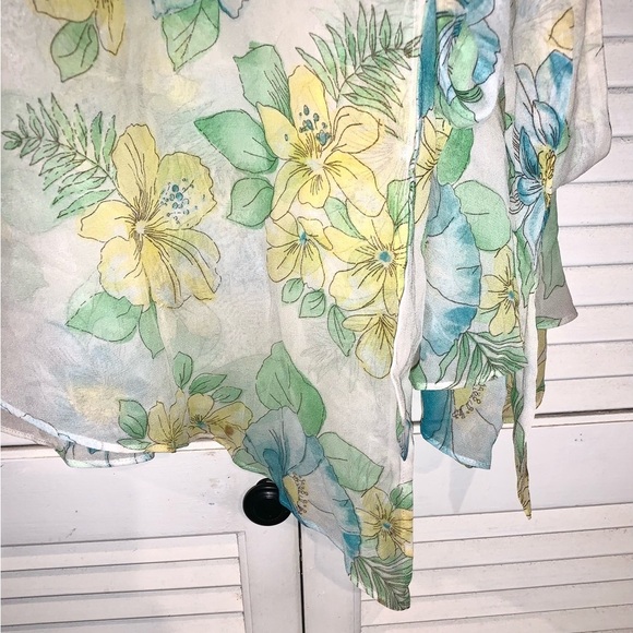 Banana Republic Vintage Floral Silk Cami Yellow and Green Size 2 - Picture 5 of 8